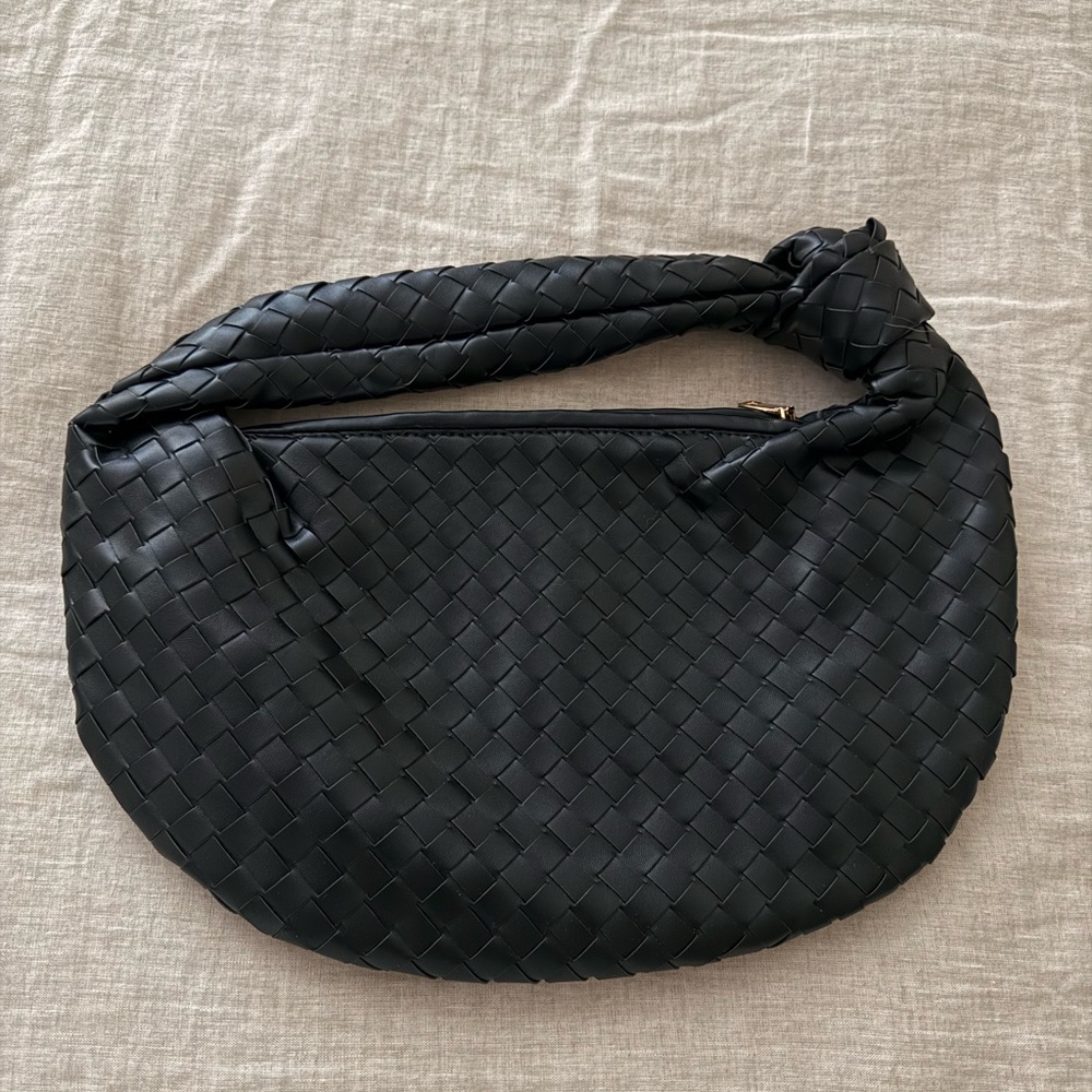 Black Woven Shoulder Bag
